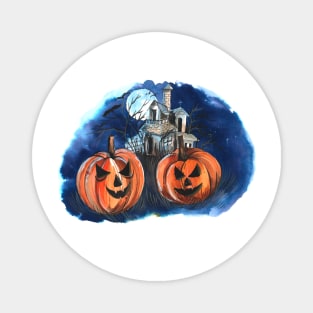 Halloween Night Pumpkin watercolor Magnet